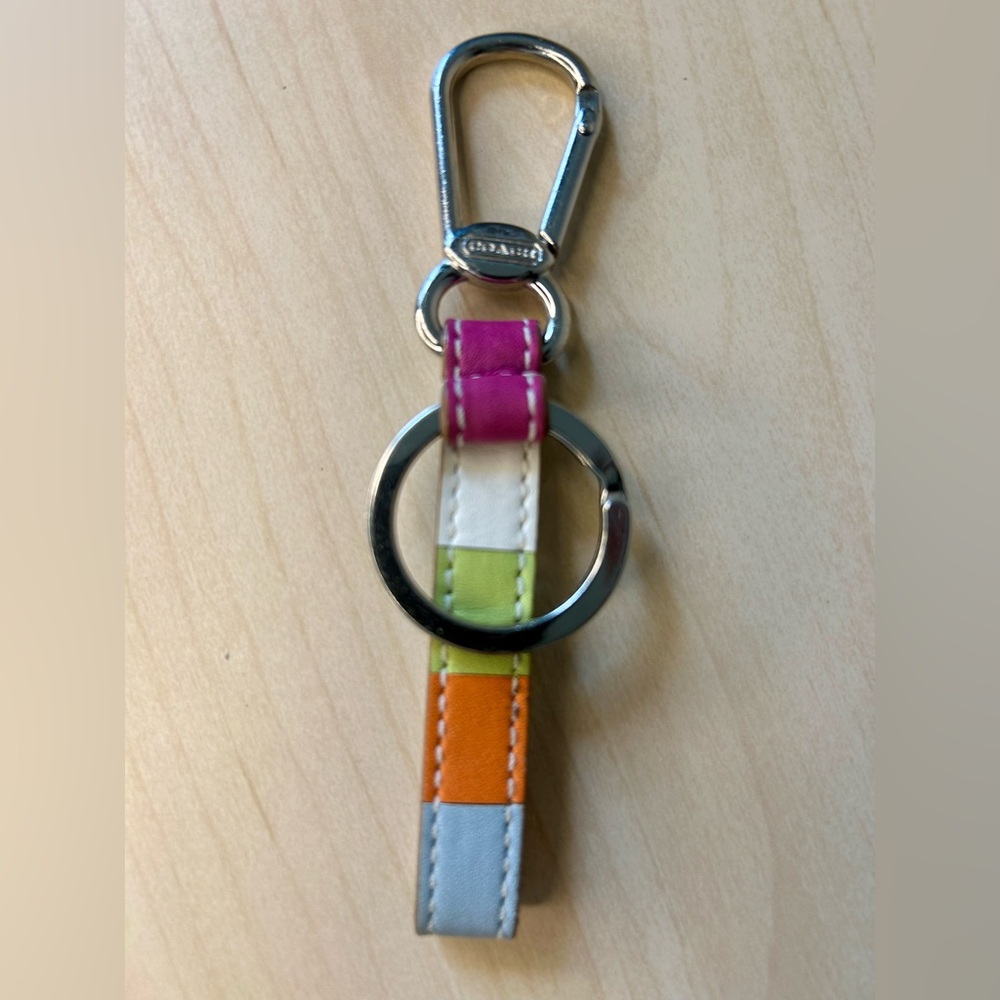 Coach Legacy Leather Strap Keychain Bag Charm